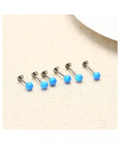 2pcs 16G 6mm/8mm/10mm G23 Titanium Internally Threaded 3mm/4mm Synthetic Opal Labret Monroe Lip Tragus Cartilage Earring Ring...