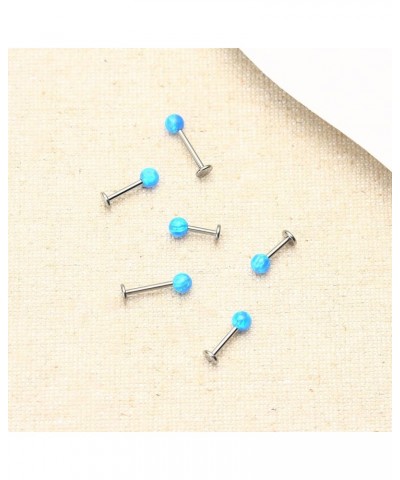 2pcs 16G 6mm/8mm/10mm G23 Titanium Internally Threaded 3mm/4mm Synthetic Opal Labret Monroe Lip Tragus Cartilage Earring Ring...