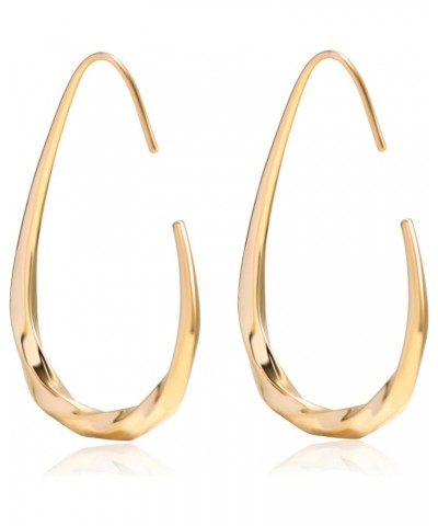 Gold Hoop Eearrings for Women,Hypoallergenic Gold/White Gold Plated Oval Hoops Dangle Earrings $9.17 Earrings