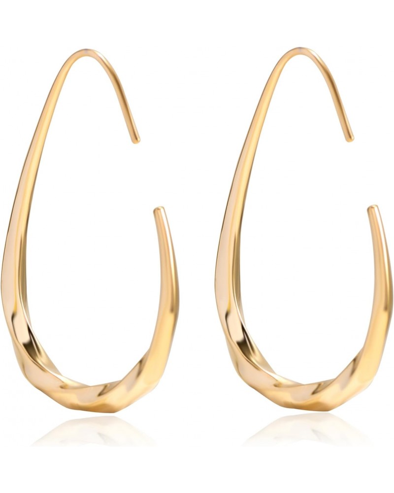 Gold Hoop Eearrings for Women,Hypoallergenic Gold/White Gold Plated Oval Hoops Dangle Earrings $9.17 Earrings