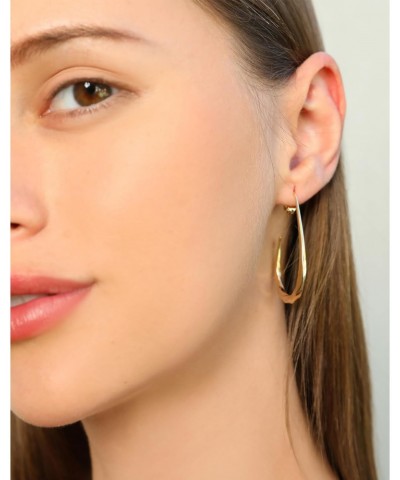 Gold Hoop Eearrings for Women,Hypoallergenic Gold/White Gold Plated Oval Hoops Dangle Earrings $9.17 Earrings