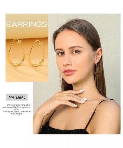 Gold Hoop Eearrings for Women,Hypoallergenic Gold/White Gold Plated Oval Hoops Dangle Earrings $9.17 Earrings