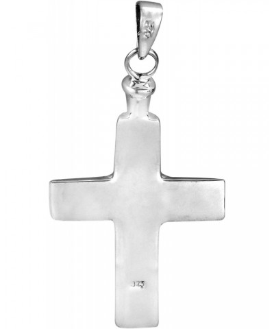 Christian Cross Reconstructed Red Coral Inlay .925 Sterling Silver Pendant $14.40 Necklaces