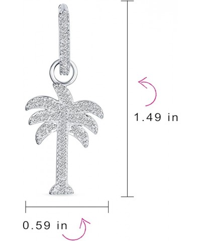 Hawaiian Nautical Pave Cubic Zirconia CZ Tropical Beach Vacation Palm Tree Earrings Necklace Pendant Anklet For Women Yellow ...