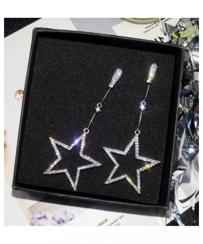 Star Tassel Earrings for Women Girls Rhinestone Big Star Dangle Earrings Lucky Star Drop Earrings Glittering Pentagram Dangle...