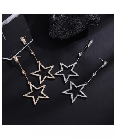 Star Tassel Earrings for Women Girls Rhinestone Big Star Dangle Earrings Lucky Star Drop Earrings Glittering Pentagram Dangle...