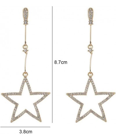 Star Tassel Earrings for Women Girls Rhinestone Big Star Dangle Earrings Lucky Star Drop Earrings Glittering Pentagram Dangle...