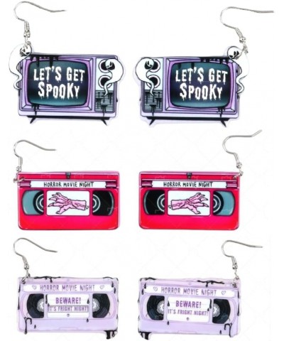 Personality Cassette Tape Dangle Earrings Acrylic Punk Funny Earrings for Women Girls 3Pairs B $6.15 Earrings