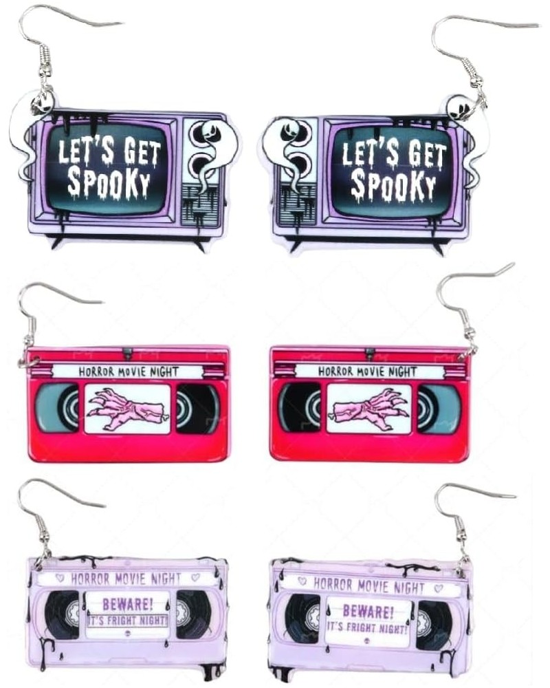 Personality Cassette Tape Dangle Earrings Acrylic Punk Funny Earrings for Women Girls 3Pairs B $6.15 Earrings