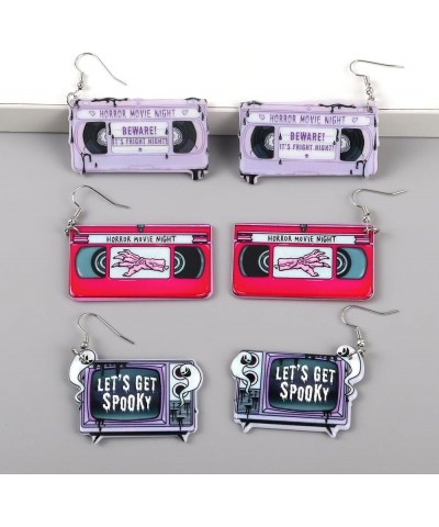 Personality Cassette Tape Dangle Earrings Acrylic Punk Funny Earrings for Women Girls 3Pairs B $6.15 Earrings