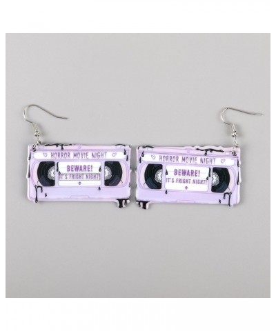 Personality Cassette Tape Dangle Earrings Acrylic Punk Funny Earrings for Women Girls 3Pairs B $6.15 Earrings