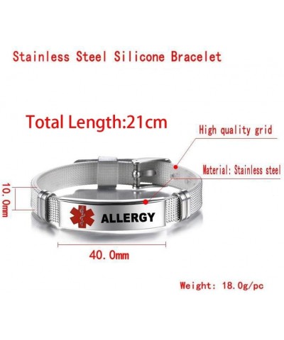 Mens Medical Alert Stylish Sport Id Identification Mesh Wristband Adjustable Best Medical Alert Bracelets for Women Teens Aut...