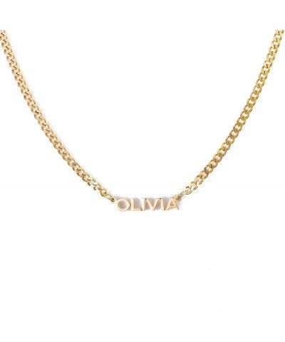 Name Necklace Personalized, 18K Gold Plated Custom Necklaces, Name Plate Necklaces Personalized Necklace for Women Girls C-Da...