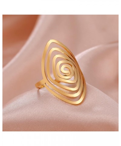 Swirl Geometric Ring Spiral Swirl Ring Braided Wrap Style Women Stainless Steel Exaggerated Adjustable Thumb Open Ring Fashio...