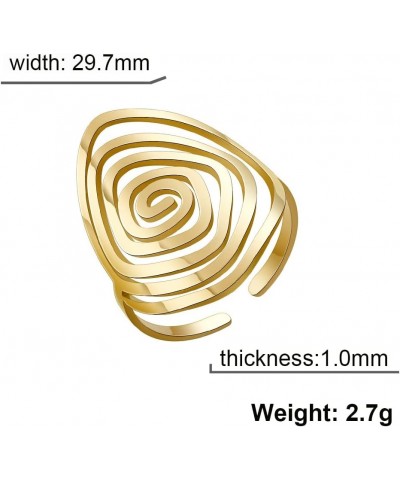 Swirl Geometric Ring Spiral Swirl Ring Braided Wrap Style Women Stainless Steel Exaggerated Adjustable Thumb Open Ring Fashio...