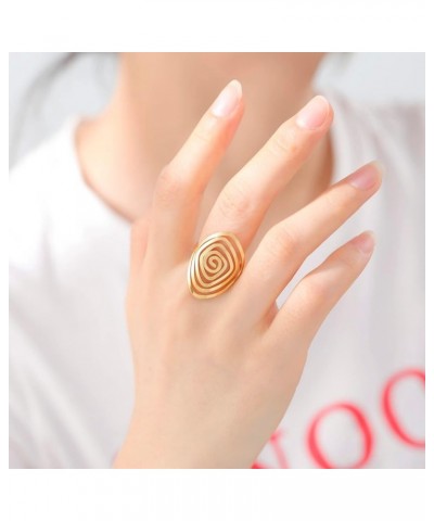 Swirl Geometric Ring Spiral Swirl Ring Braided Wrap Style Women Stainless Steel Exaggerated Adjustable Thumb Open Ring Fashio...