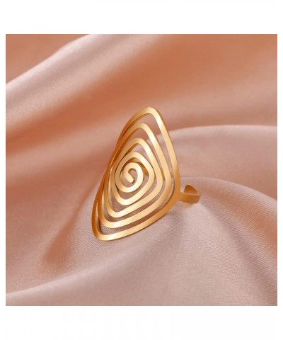 Swirl Geometric Ring Spiral Swirl Ring Braided Wrap Style Women Stainless Steel Exaggerated Adjustable Thumb Open Ring Fashio...