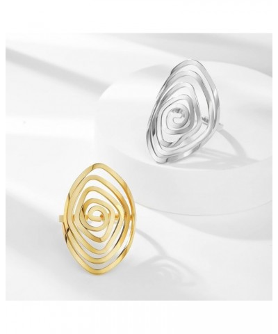 Swirl Geometric Ring Spiral Swirl Ring Braided Wrap Style Women Stainless Steel Exaggerated Adjustable Thumb Open Ring Fashio...