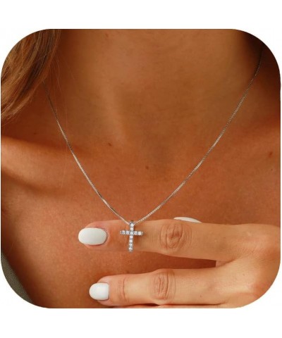 Small Cross Necklaces for Women Simulated Diamond Cross Pendant Dainty Cross Necklace Cubic Zirconia Cross Necklace for Women...