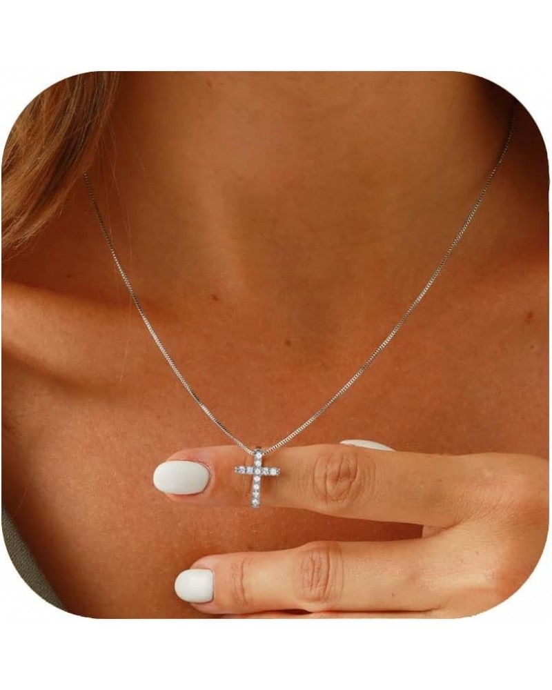 Small Cross Necklaces for Women Simulated Diamond Cross Pendant Dainty Cross Necklace Cubic Zirconia Cross Necklace for Women...