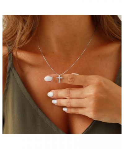 Small Cross Necklaces for Women Simulated Diamond Cross Pendant Dainty Cross Necklace Cubic Zirconia Cross Necklace for Women...