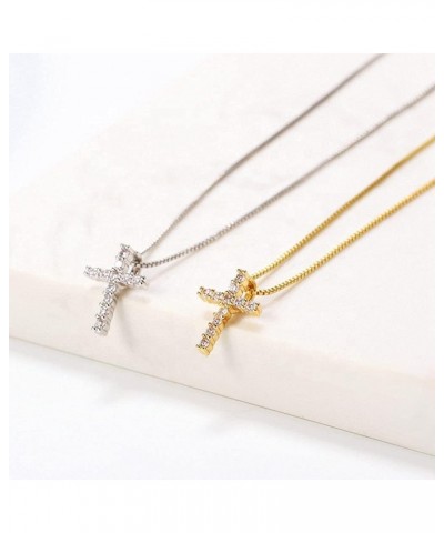 Small Cross Necklaces for Women Simulated Diamond Cross Pendant Dainty Cross Necklace Cubic Zirconia Cross Necklace for Women...