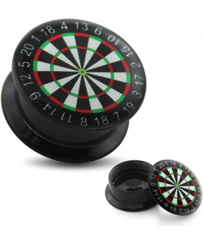 Attractive Dart Board Logo Internally Threaded Black Acrylic Double Flared Tunnel Ear Plugs - Sold by Piece 16.0 Millimeters ...