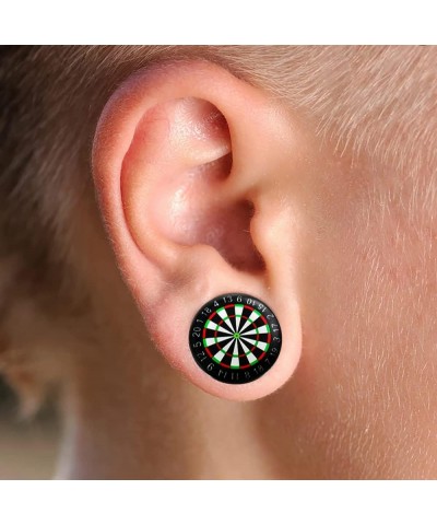 Attractive Dart Board Logo Internally Threaded Black Acrylic Double Flared Tunnel Ear Plugs - Sold by Piece 16.0 Millimeters ...