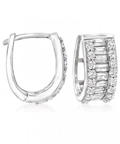 1.40 ct. t.w. Baguette and Round CZ Huggie Hoop Earrings in Sterling Silver $35.16 Earrings