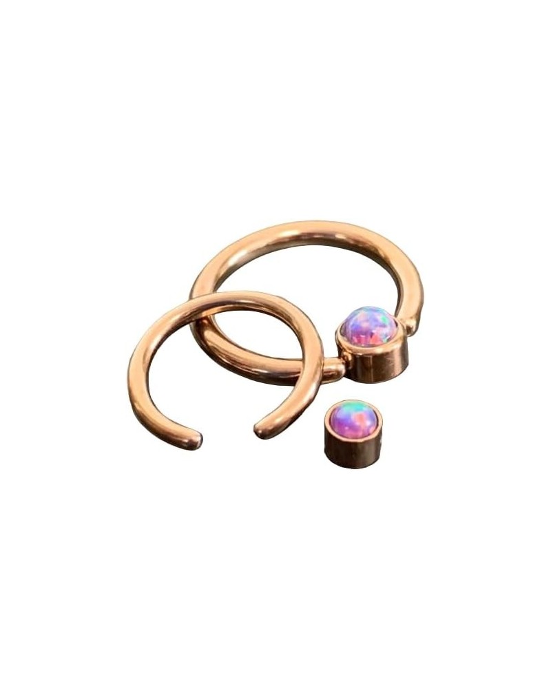 1 Piece Opal Set Flat-Back Rose Gold Captive Bead Septum/Nipple Rings - 16g or 14g Body Jewelry 14g - Purple $10.95 Body Jewelry