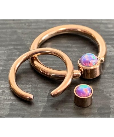 1 Piece Opal Set Flat-Back Rose Gold Captive Bead Septum/Nipple Rings - 16g or 14g Body Jewelry 14g - Purple $10.95 Body Jewelry