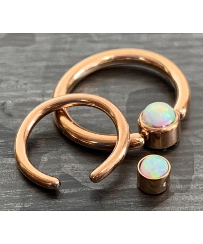 1 Piece Opal Set Flat-Back Rose Gold Captive Bead Septum/Nipple Rings - 16g or 14g Body Jewelry 14g - Purple $10.95 Body Jewelry