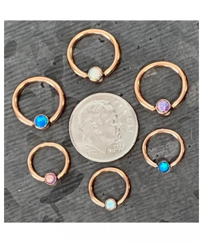 1 Piece Opal Set Flat-Back Rose Gold Captive Bead Septum/Nipple Rings - 16g or 14g Body Jewelry 14g - Purple $10.95 Body Jewelry