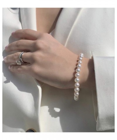 .925 Sterling Silver AAAA White Freshwater Cultured Pearl Bridal Silk-Knotted Strand Bracelet with Fishhook Clasp - Choice of...