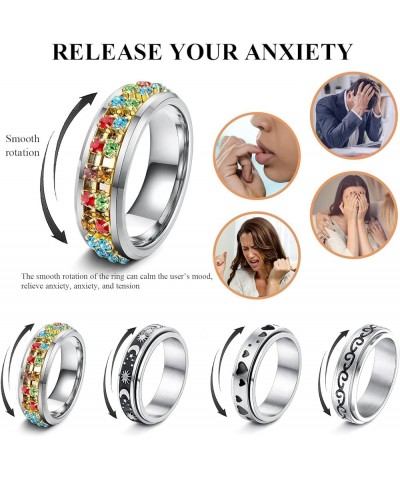 Anxiety Ring For Women Fidget Stress Relief Spinners Rings Fashion Preppy Fashion Jewelry For Teen Girl Asexual Stainless Ste...