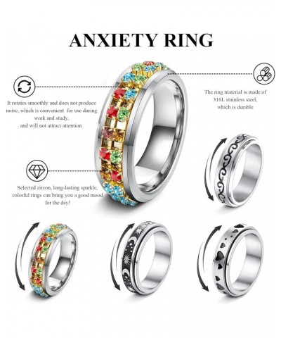 Anxiety Ring For Women Fidget Stress Relief Spinners Rings Fashion Preppy Fashion Jewelry For Teen Girl Asexual Stainless Ste...