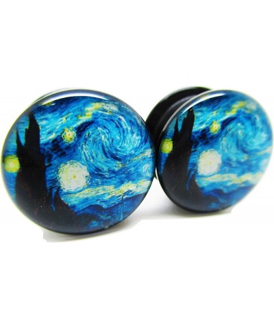 A Starry Night Ear Plugs - Acrylic Screw-On - New - 14 Sizes - Pair 6 Gauge (4mm) $9.69 Body Jewelry