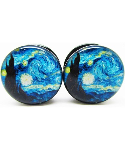 A Starry Night Ear Plugs - Acrylic Screw-On - New - 14 Sizes - Pair 6 Gauge (4mm) $9.69 Body Jewelry