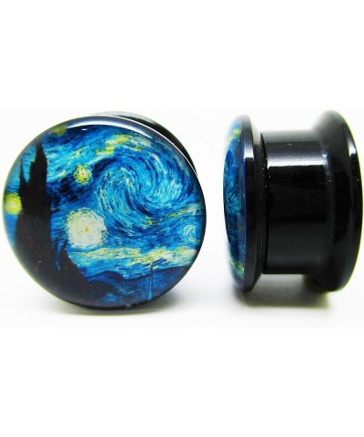 A Starry Night Ear Plugs - Acrylic Screw-On - New - 14 Sizes - Pair 6 Gauge (4mm) $9.69 Body Jewelry