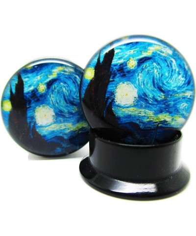 A Starry Night Ear Plugs - Acrylic Screw-On - New - 14 Sizes - Pair 6 Gauge (4mm) $9.69 Body Jewelry