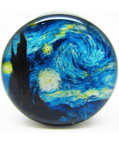 A Starry Night Ear Plugs - Acrylic Screw-On - New - 14 Sizes - Pair 6 Gauge (4mm) $9.69 Body Jewelry