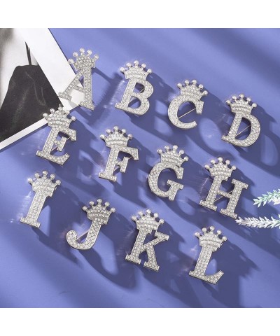 A-Z 26 Letters Brooches Pins for Women Girls Silver Alloy Crystal Crown Initial Brooch Jewelry Gift I $8.84 Brooches & Pins