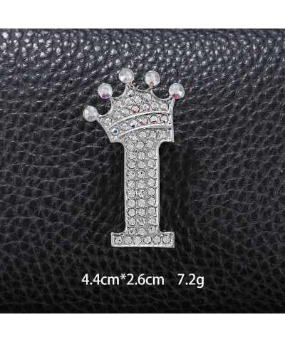 A-Z 26 Letters Brooches Pins for Women Girls Silver Alloy Crystal Crown Initial Brooch Jewelry Gift I $8.84 Brooches & Pins