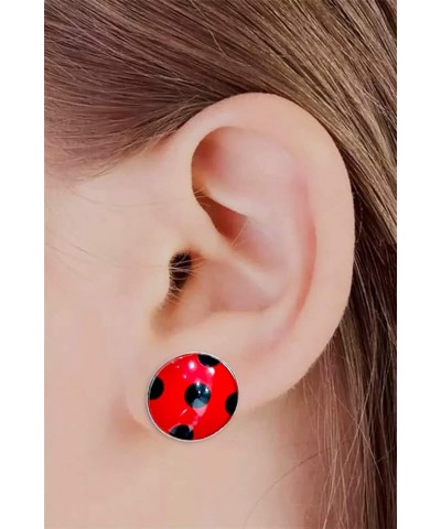 Ladybug Clip on Earrings for Woman Girls,Silver Ear Cuff Black Spot Red Ladybug Earrings,Cute Unique Christmas Gifts for Kids...