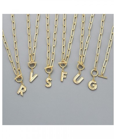 Paperclip Chain Toggle Clasp Initial Pendant Letter Necklaces for Women Gold Plated Letter C $14.77 Necklaces