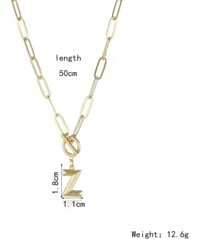 Paperclip Chain Toggle Clasp Initial Pendant Letter Necklaces for Women Gold Plated Letter C $14.77 Necklaces