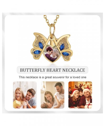 Personalized Butterfly Locket Necklace with Picture Custom Photo Necklace with Cubic Zirconia Engraved Locket Necklace that H...