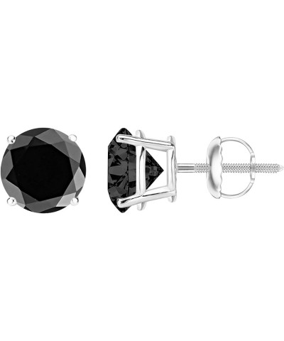 1/2-10 Carat Total Weight Black Diamond Stud Earrings 4 Prong Screw Back White Gold 2.5 carats $162.63 Earrings