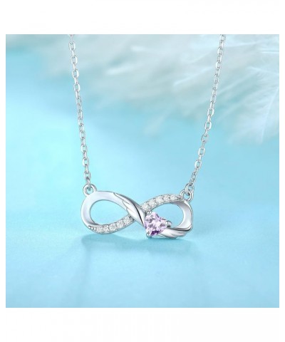 Infinity Necklace 925 Sterling Silver Angel Wings Heart Birthstone Necklace for Women 06-Alexandrite-Jun-Silver Wings $32.99 ...