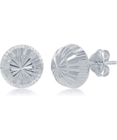 Sterling Silver Italian Diamond-Cut Half Bead Stud Earrings $13.96 Earrings